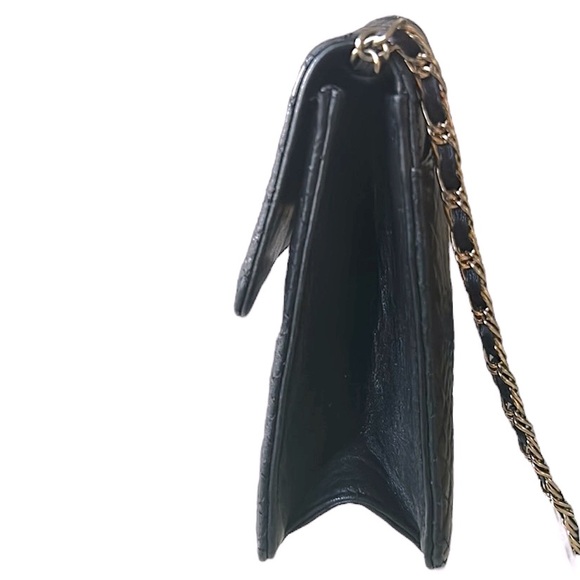 Talbots Black Leather Quilted Gold Chain Strap Tassel Crossbody Bag - Picture 9 of 16